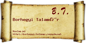 Borhegyi Talamér névjegykártya